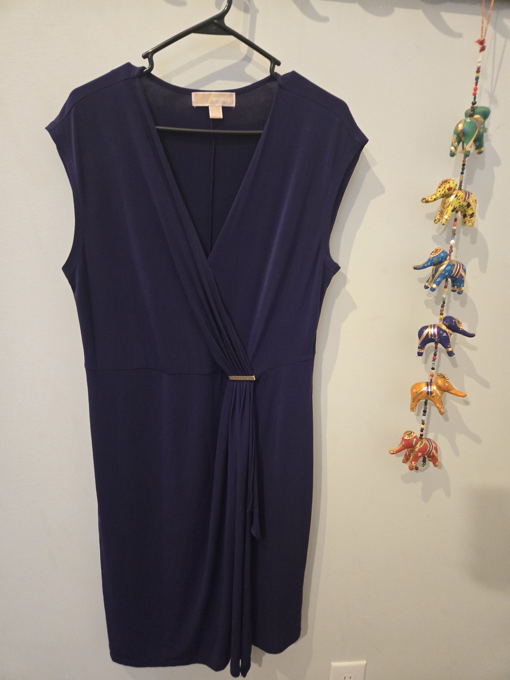 Michael Kors Deep Purple Sleeveless Midi Wrap Dress